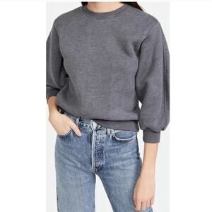 AGOLDE Gray Thora 3/4 Sleeve Crewneck Sweatshirt